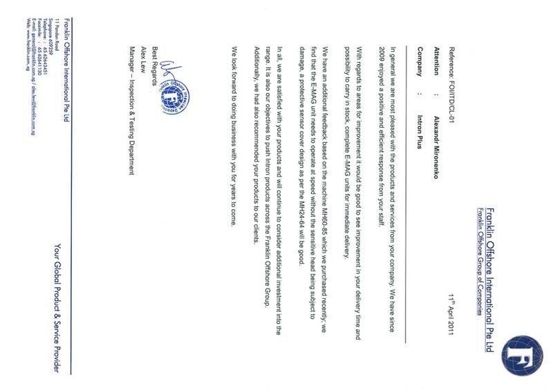 Franklin Offshore International, Singapore