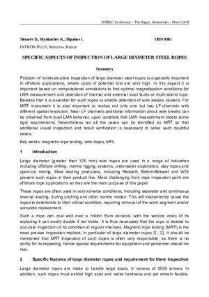 大直径钢丝绳检验的具体方面。——D.Slesarev、K.Myakushev、I.Shpakov。