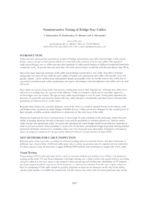 桥梁斜拉索的无损检测。--V.苏霍鲁科夫、D.苏霍鲁可夫、D.斯莱萨列夫、A.米罗年科。