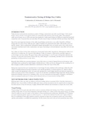 桥梁斜拉索的无损检测。--V.苏霍鲁科夫、D.苏霍鲁可夫、D.斯莱萨列夫、A.米罗年科。